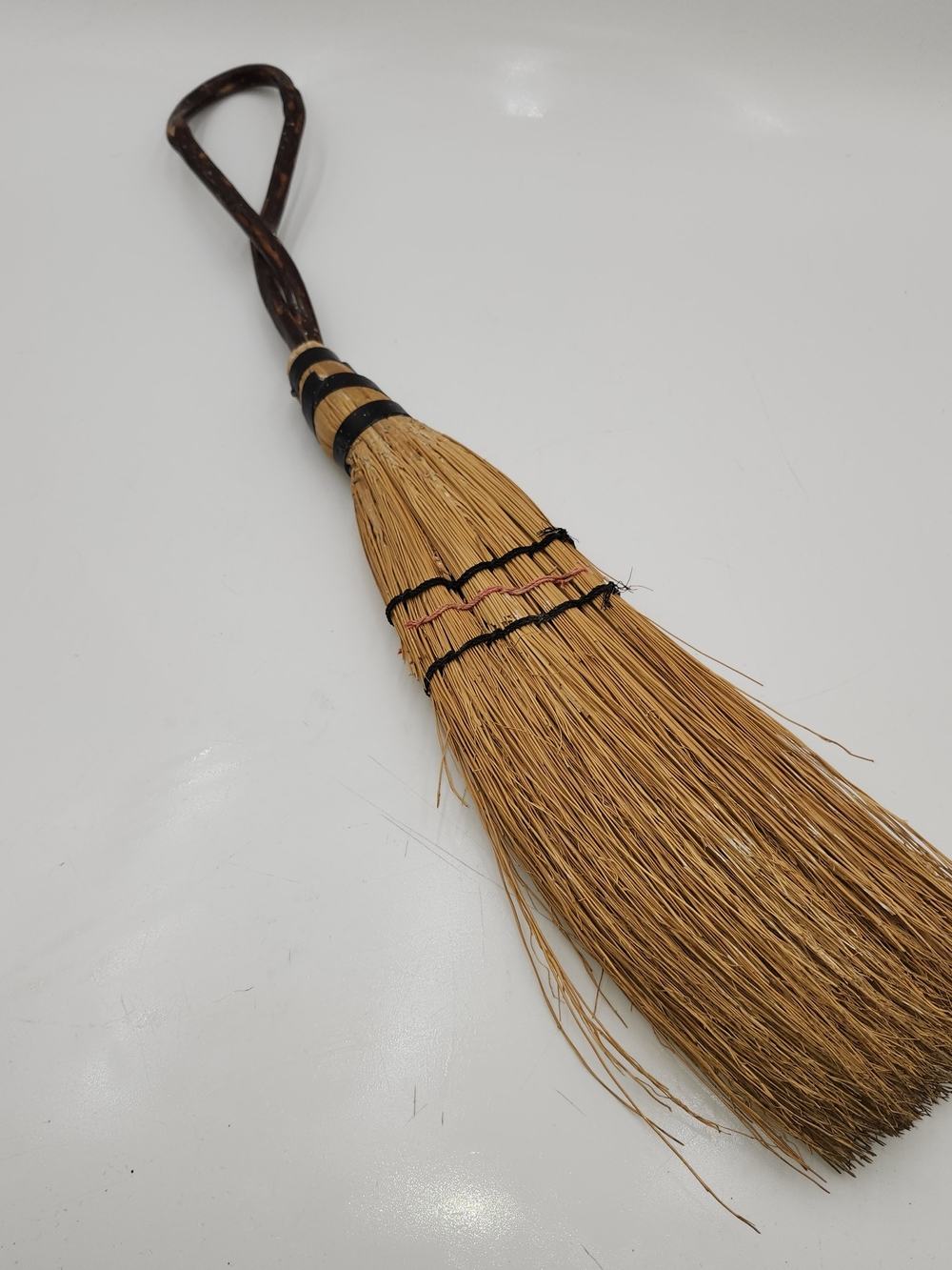 Rustic Appalachian Handmade Hearth Broom With Unique Twisted Vine Handle